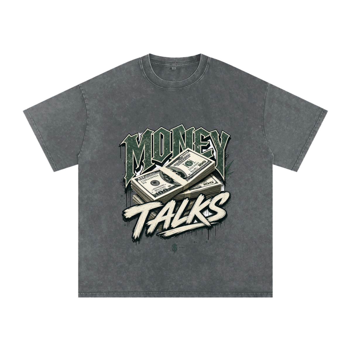 Money Talks Snow-Washed Cotton Graphic Tee