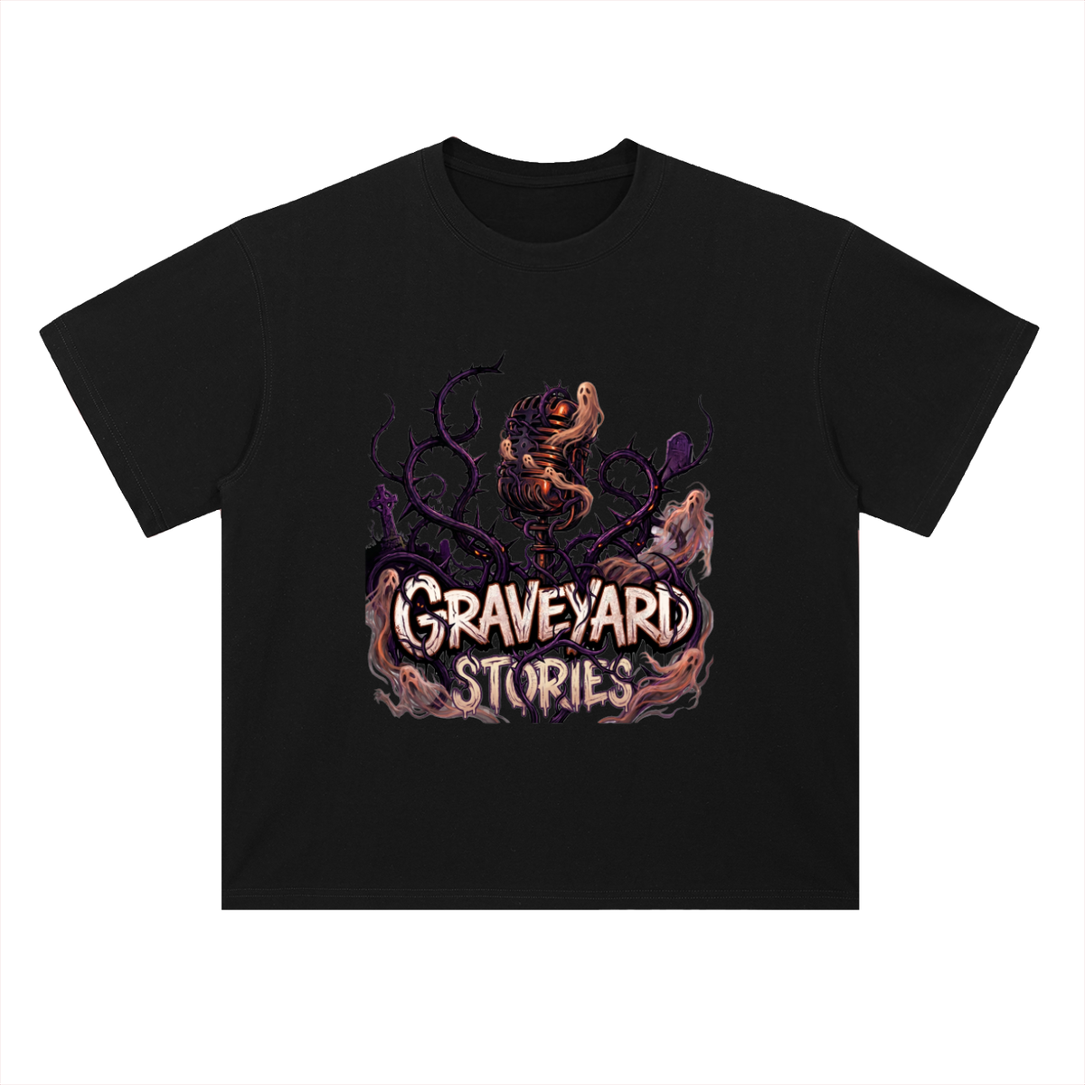 Graveyard Stories Gothic Horror Graphic Drop Shoulder Tee