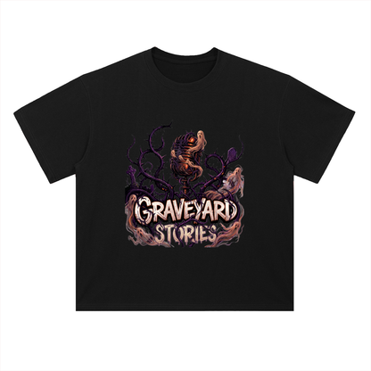 Graveyard Stories Gothic Horror Graphic Drop Shoulder Tee