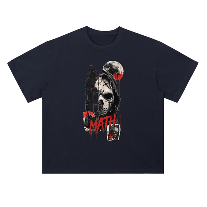Aftermath Skull and Moon Grunge Graphic Drop Shoulder Tee
