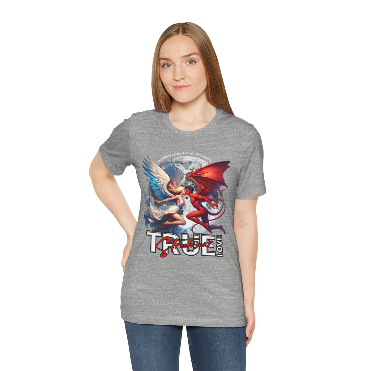 True Love Tee — Angel & Devil Heart Graphic T-Shirt