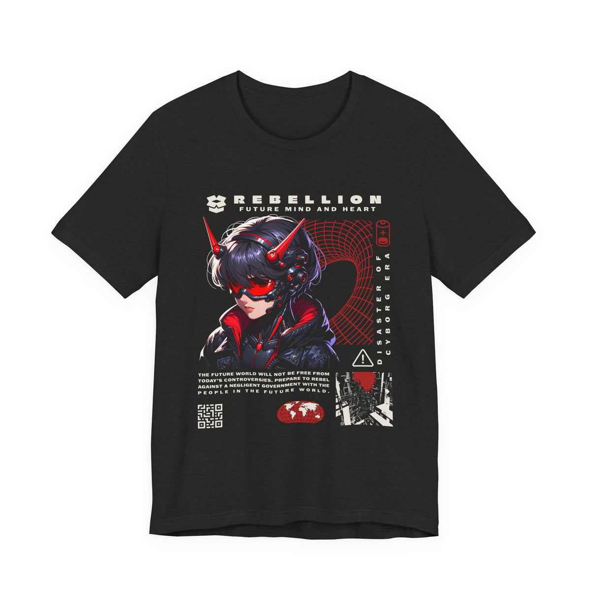 Anime Devil Girl Graphic Tee — "Rebellion" Cyberpunk Streetwear
