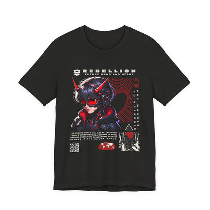 Anime Devil Girl Graphic Tee — "Rebellion" Cyberpunk Streetwear