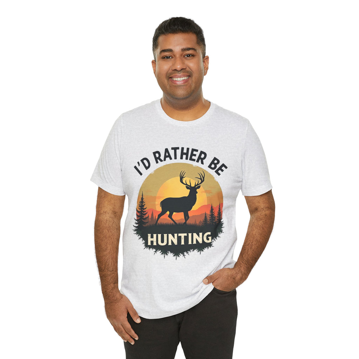 I'd Rather Be Hunting T‑Shirt — Deer Sunset Outdoor Hunting Tee
