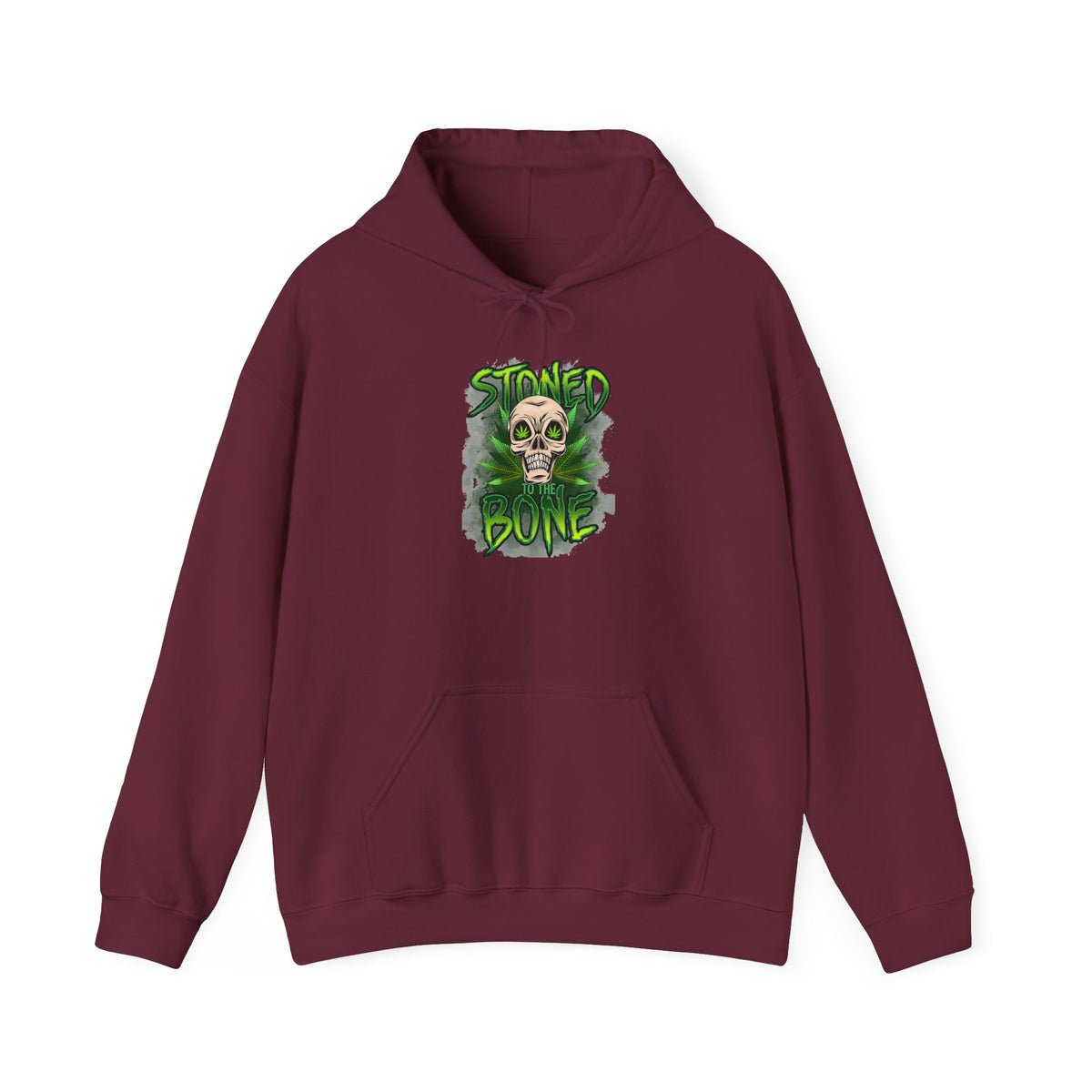 Skull 'Stoned Bone' Hoodie – Green Cannabis Skull Graphic Pullover