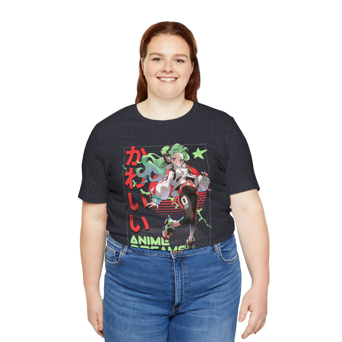 Anime Dreams Kawaii Tee — Neon Retro Anime Girl Graphic T-Shirt
