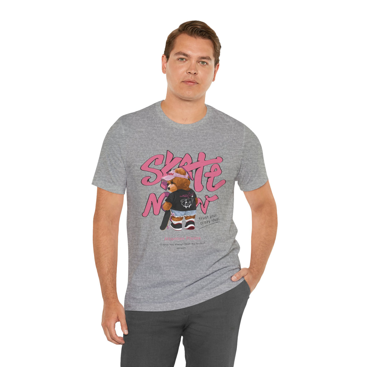 Skate Mom Bear Tee — Cute Pink Skateboard Graphic T-Shirt