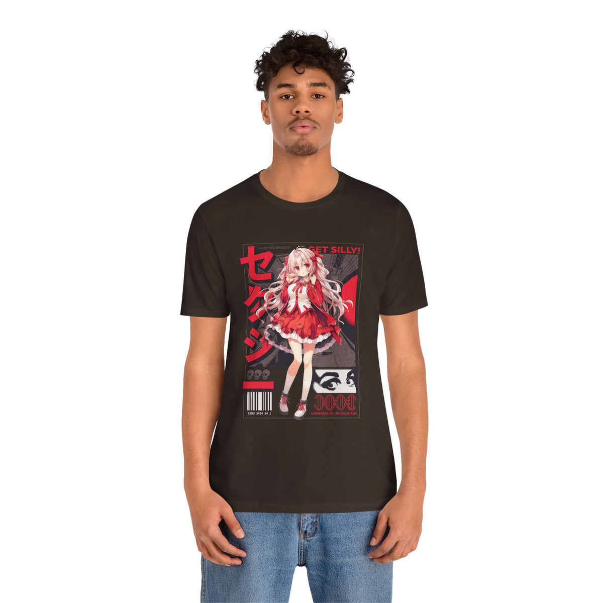 Anime Girl Graphic Tee — "Get Silly!" Red Harajuku Style T-Shirt