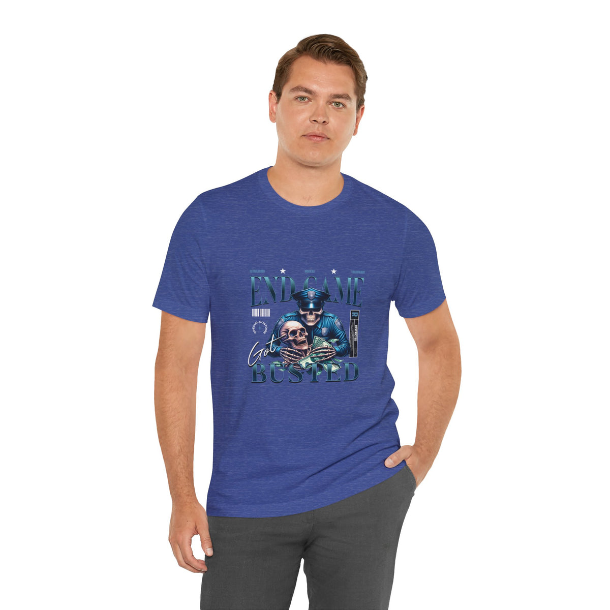Endgame Got Busted Tee — Police Skull Graphic T-Shirt