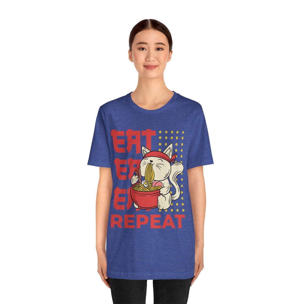 Ramen Cat Tee — "Eat Sleep Repeat" Cute Noodle Lover T-Shirt
