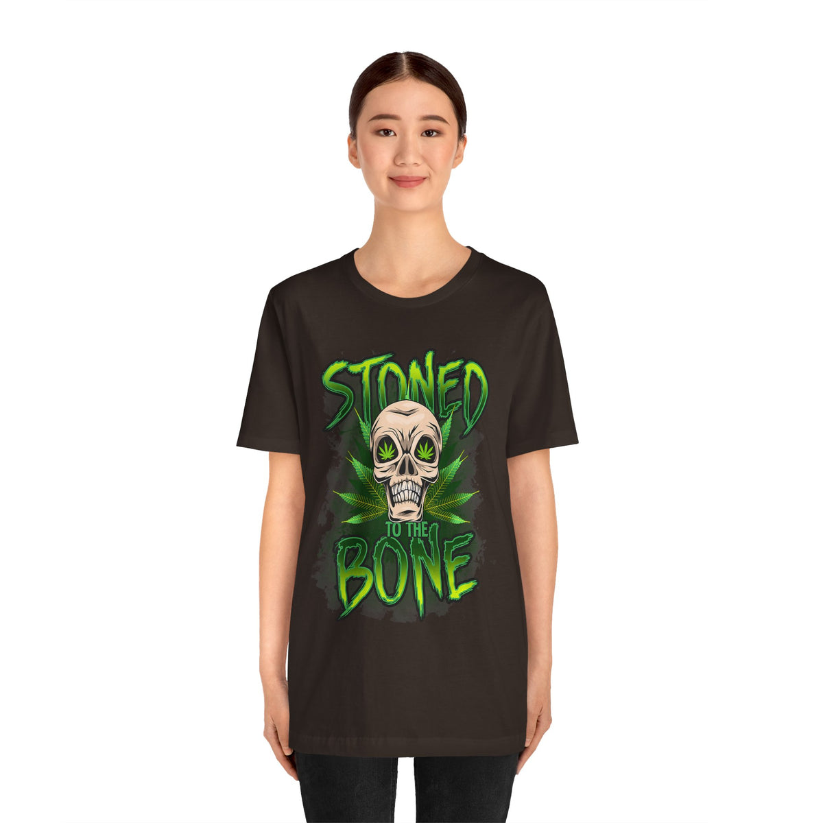 Stoned to the Bone Skull Tee — Cannabis Leaf Graphic T-Shirt