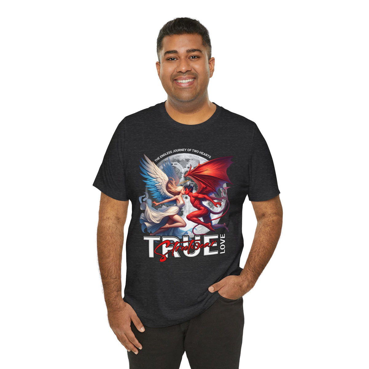 True Love Tee — Angel & Devil Heart Graphic T-Shirt