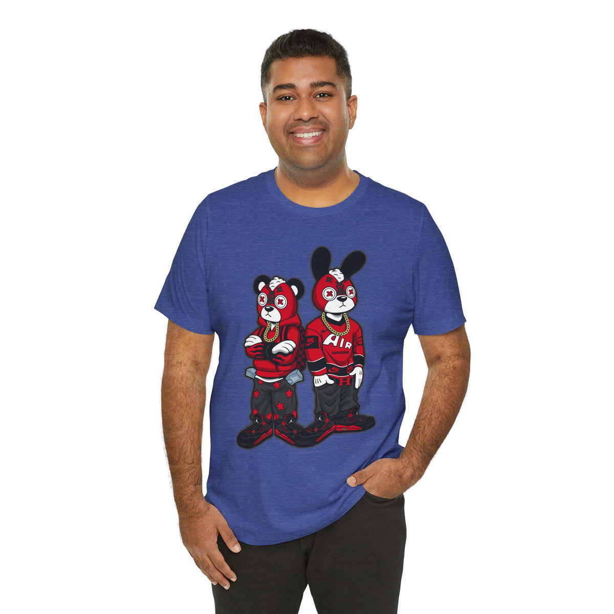 Streetwear Cartoon Bear & Bunny Tee — Hip Hop Graphic T-Shirt