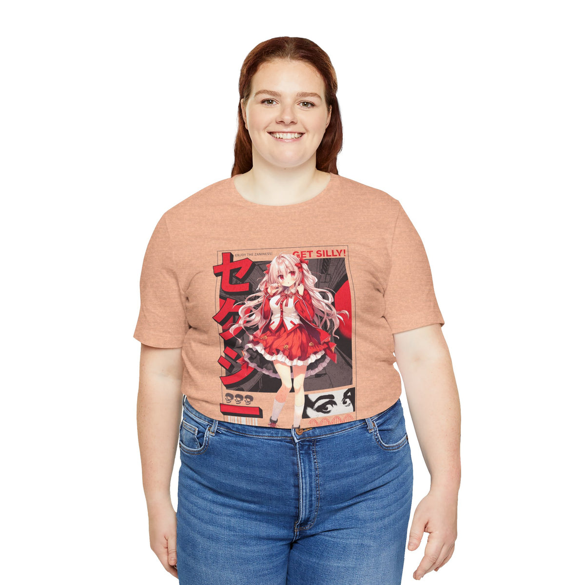 Anime Girl Graphic Tee — "Get Silly!" Red Harajuku Style T-Shirt