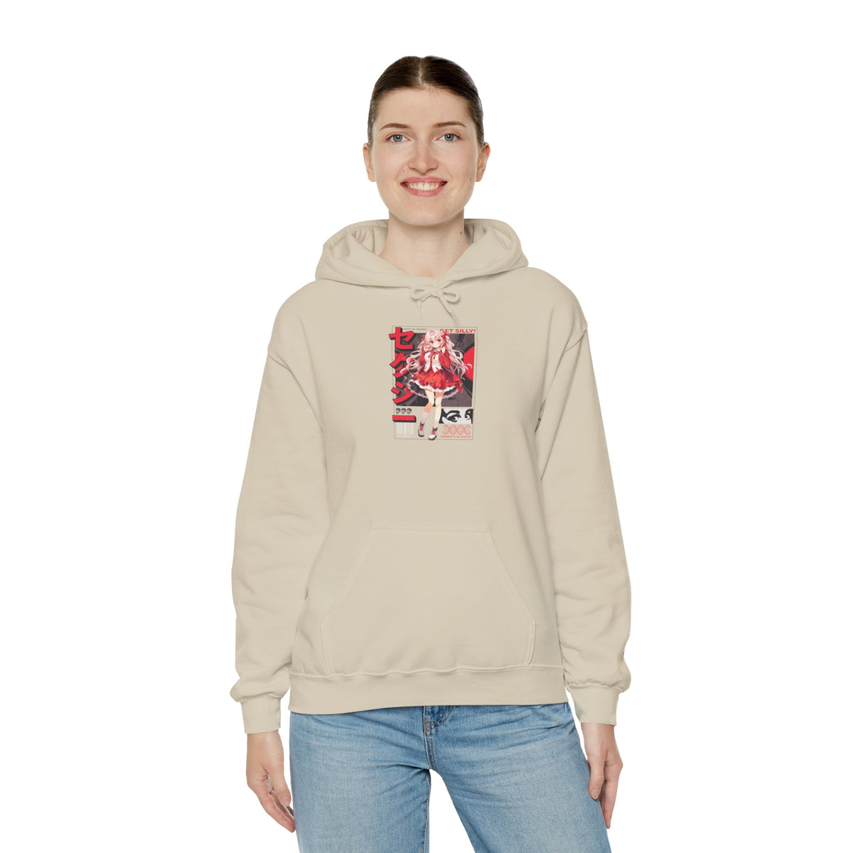Anime Girl Graphic Hoodie — Red Retro Japanese Manga Design