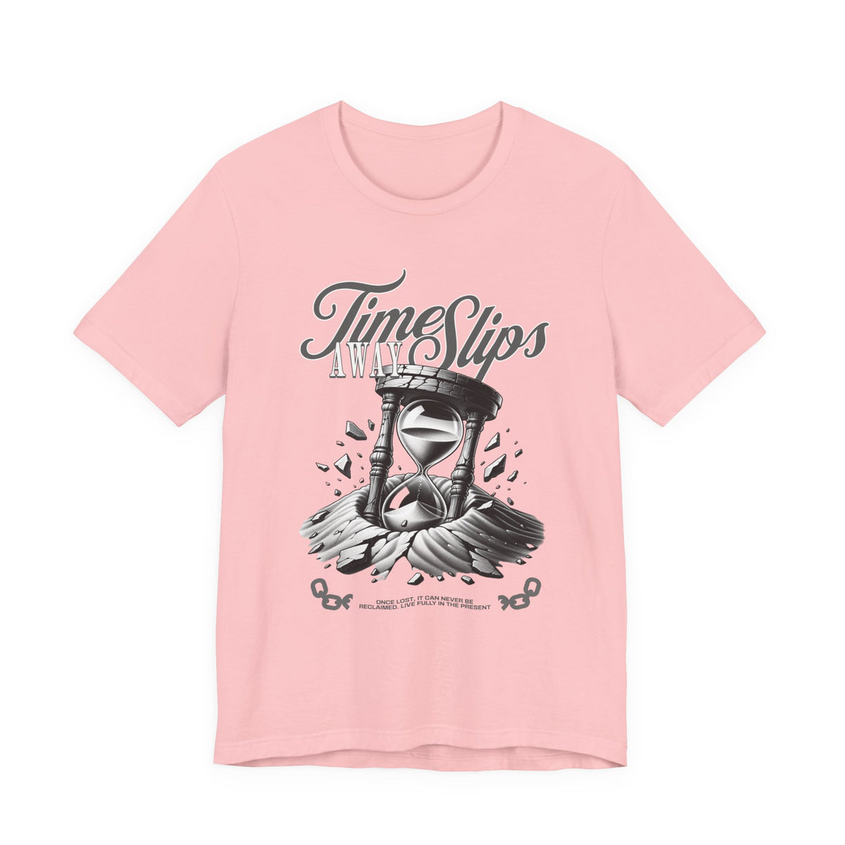 Time Slips Hourglass T‑Shirt — Vintage Black & White Graphic Tee
