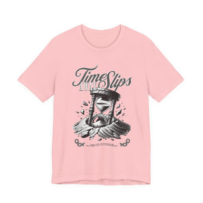 Time Slips Hourglass T‑Shirt — Vintage Black & White Graphic Tee