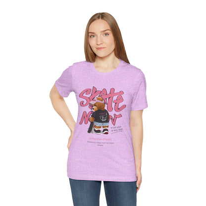 Skate Mom Bear Tee — Cute Pink Skateboard Graphic T-Shirt