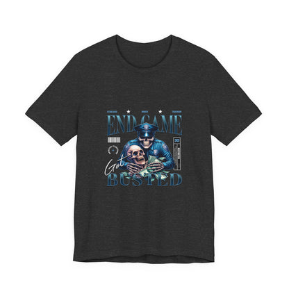 Endgame Got Busted Tee — Police Skull Graphic T-Shirt