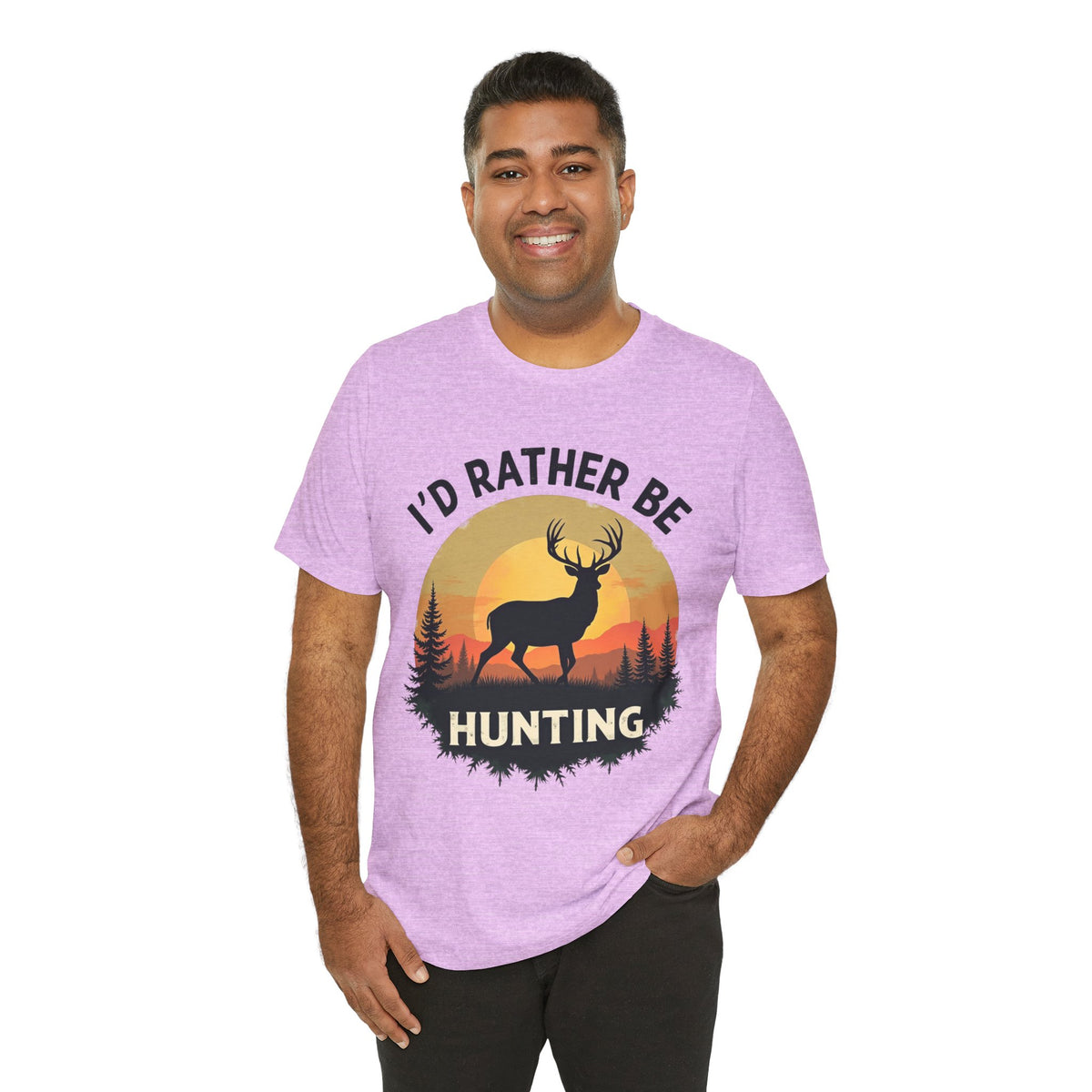 I'd Rather Be Hunting T‑Shirt — Deer Sunset Outdoor Hunting Tee