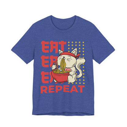 Ramen Cat Tee — "Eat Sleep Repeat" Cute Noodle Lover T-Shirt