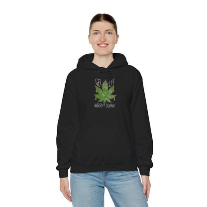 Cannabis Leaf Hoodie - "Get High" Retro Green Graphic Pullover