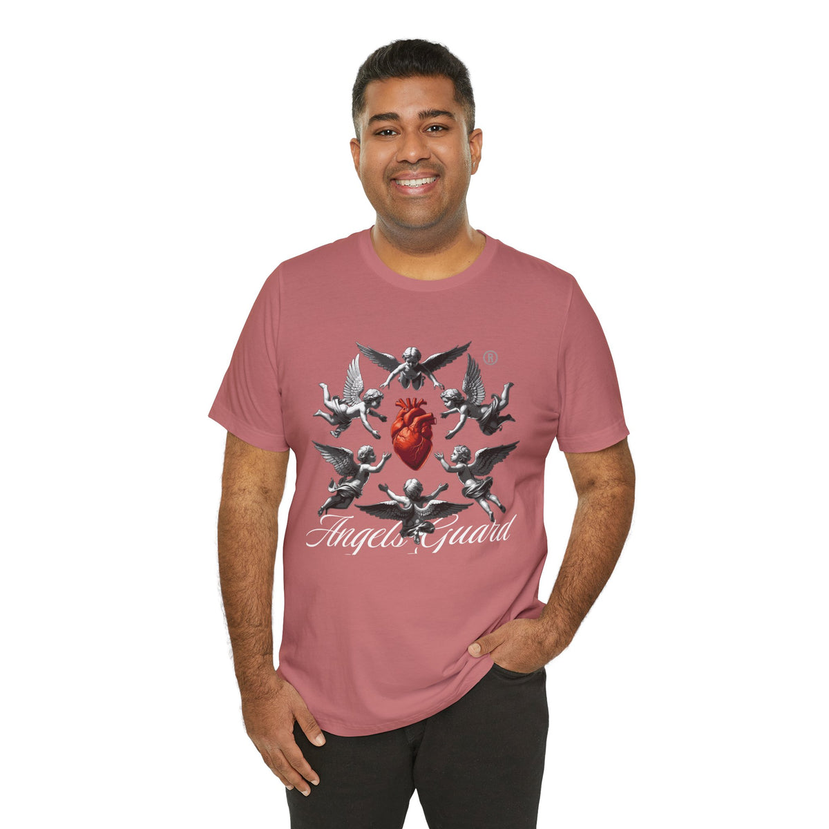 Angel Guard T‑Shirt — Sacred Heart & Cherub Graphic Tee