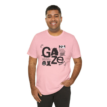 Gaze Typography Graphic Tee — Abstract Monochrome Text Art T-Shirt