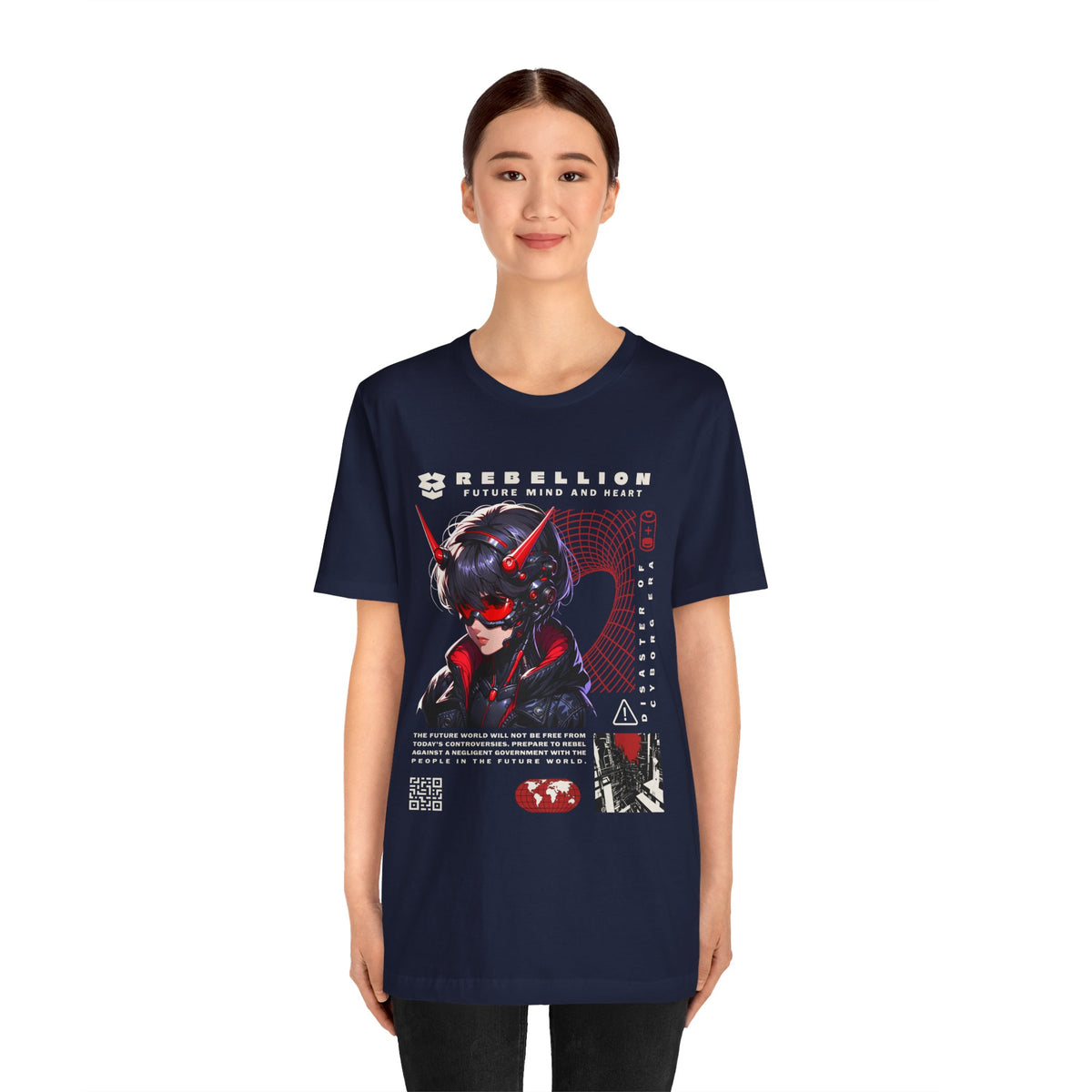 Anime Devil Girl Graphic Tee — "Rebellion" Cyberpunk Streetwear