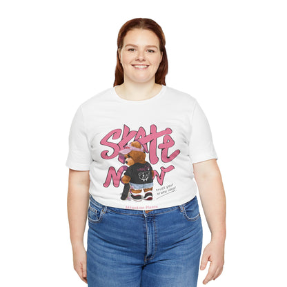 Skate Mom Bear Tee — Cute Pink Skateboard Graphic T-Shirt
