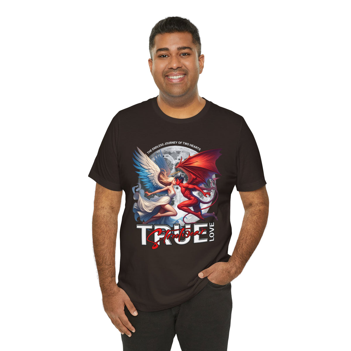 True Love Tee — Angel & Devil Heart Graphic T-Shirt