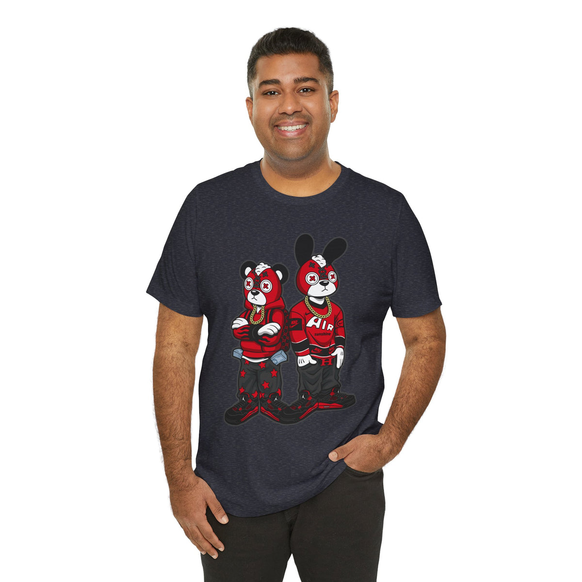 Streetwear Cartoon Bear & Bunny Tee — Hip Hop Graphic T-Shirt