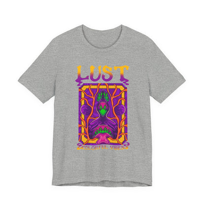 Lust Colorful Vibes Graphic Tee — Psychedelic Tarot-Inspired T-Shirt