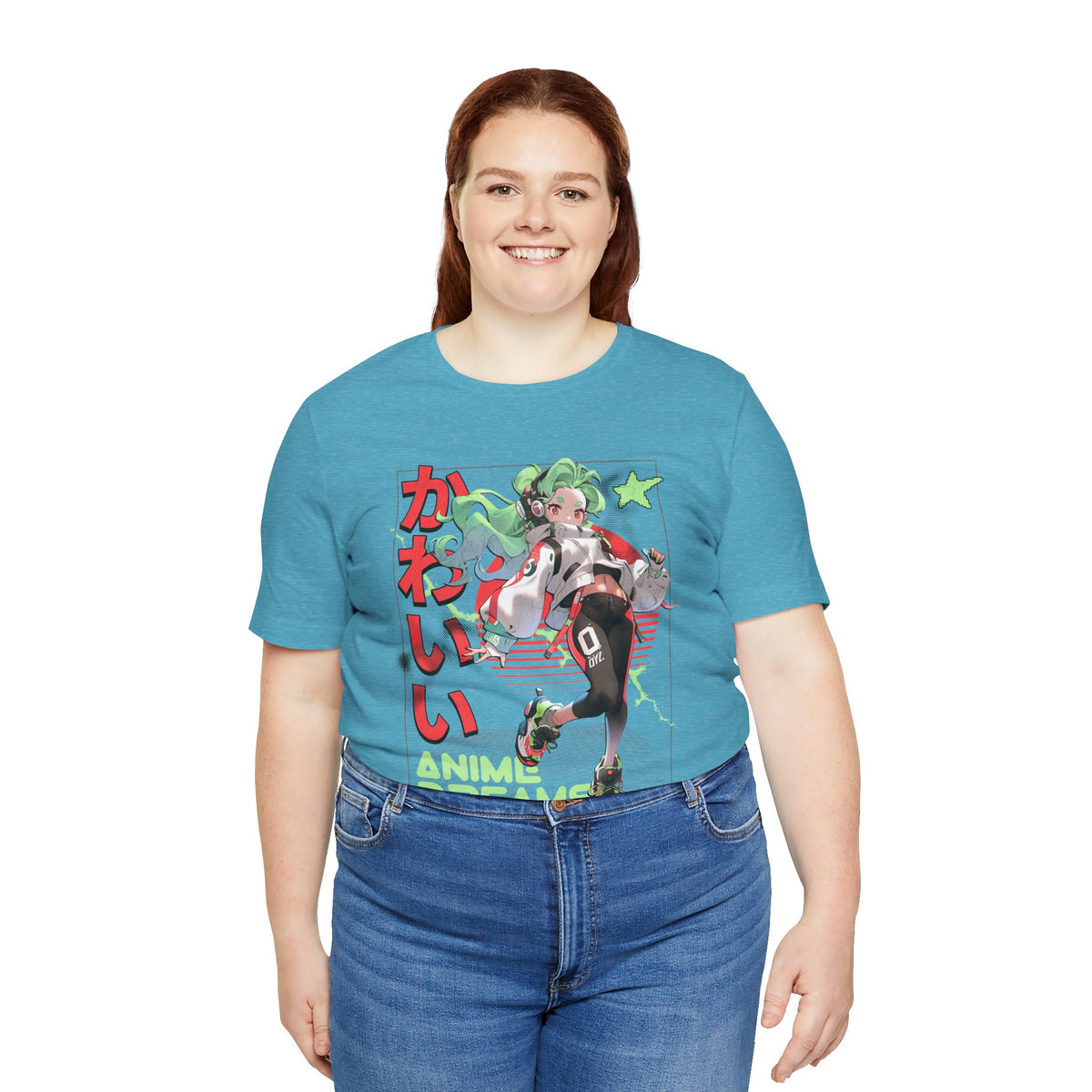 Anime Dreams Kawaii Tee — Neon Retro Anime Girl Graphic T-Shirt