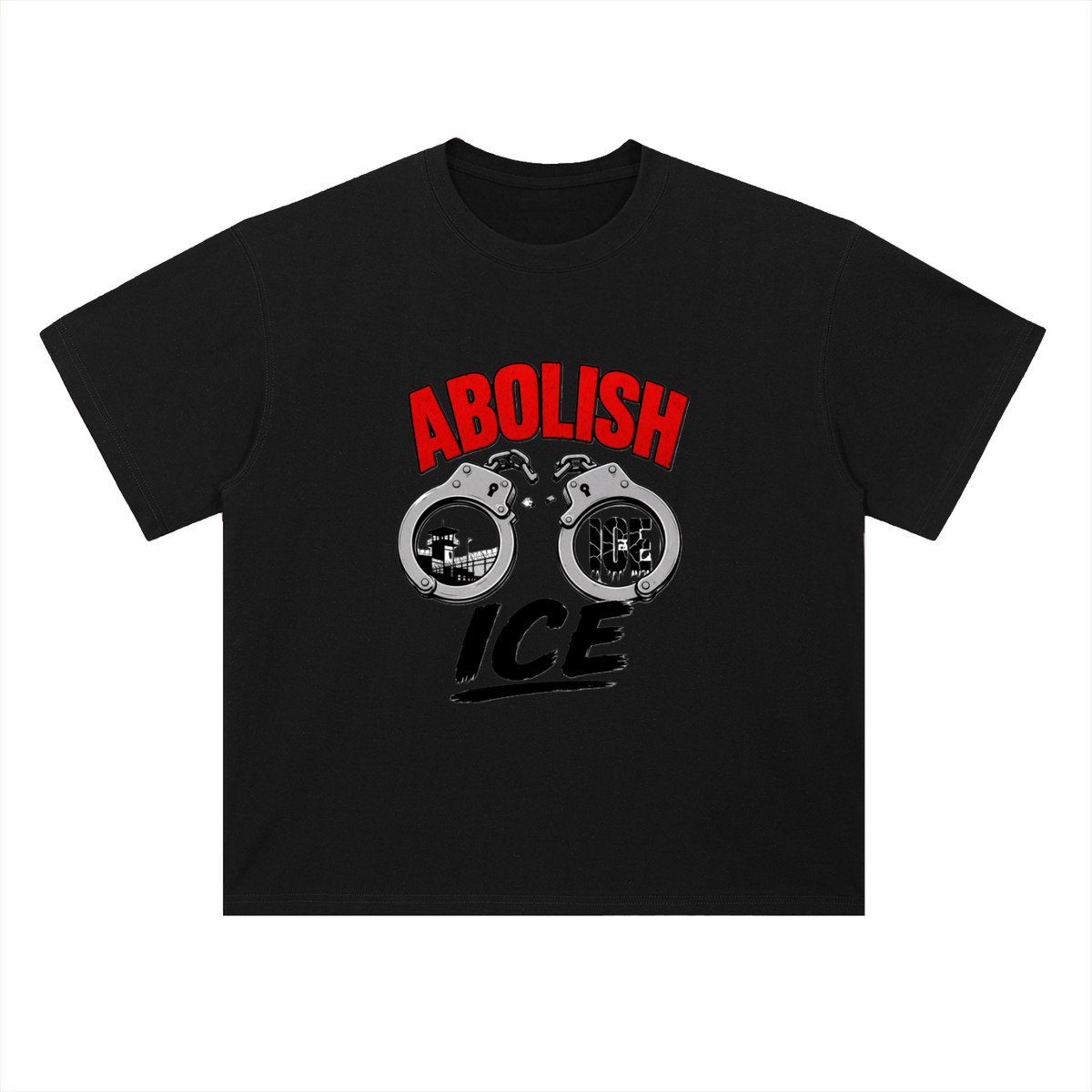 Abolish ICE Handcuffs Graphic Drop Shoulder Tee