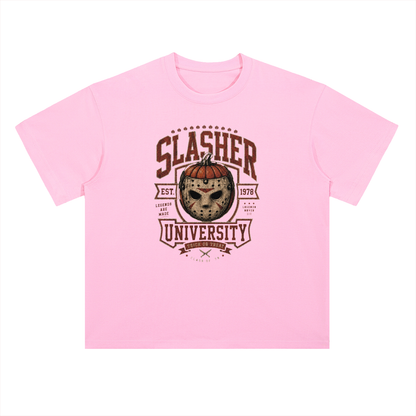 Slasher University Horror Mask Graphic Drop Shoulder Tee
