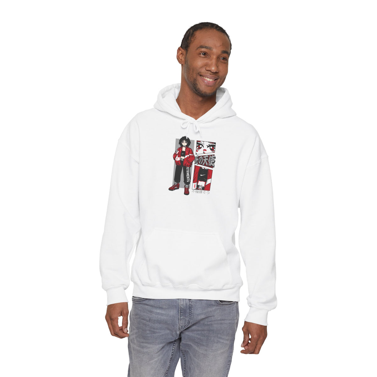Anime Streetwear Red-Jacket Angel Hooded Sweatshirt