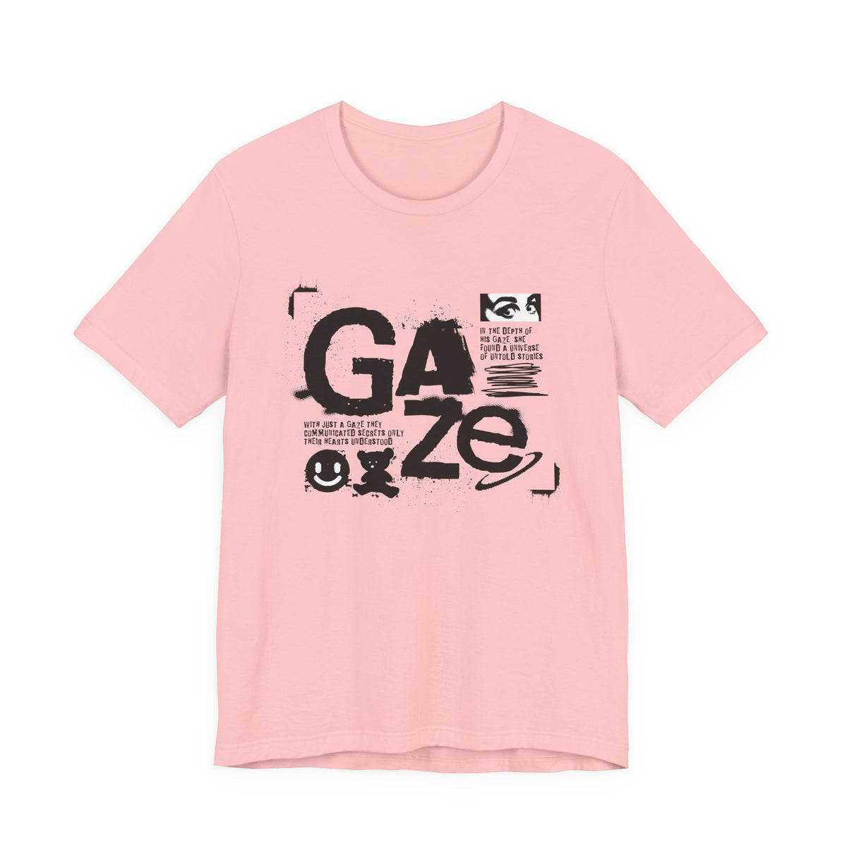 Gaze Typography Graphic Tee — Abstract Monochrome Text Art T-Shirt