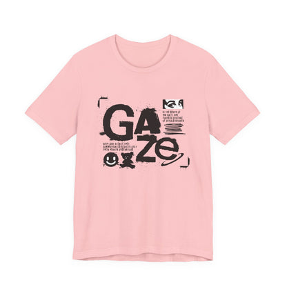 Gaze Typography Graphic Tee — Abstract Monochrome Text Art T-Shirt