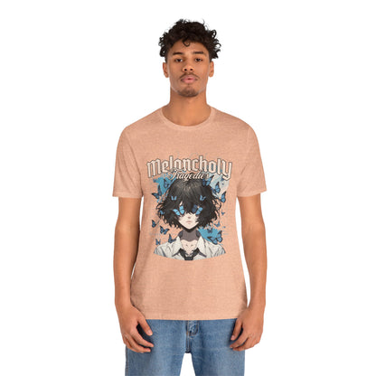 Melancholy Tragedia Anime Tee — Blue Butterflies Graphic T-Shirt