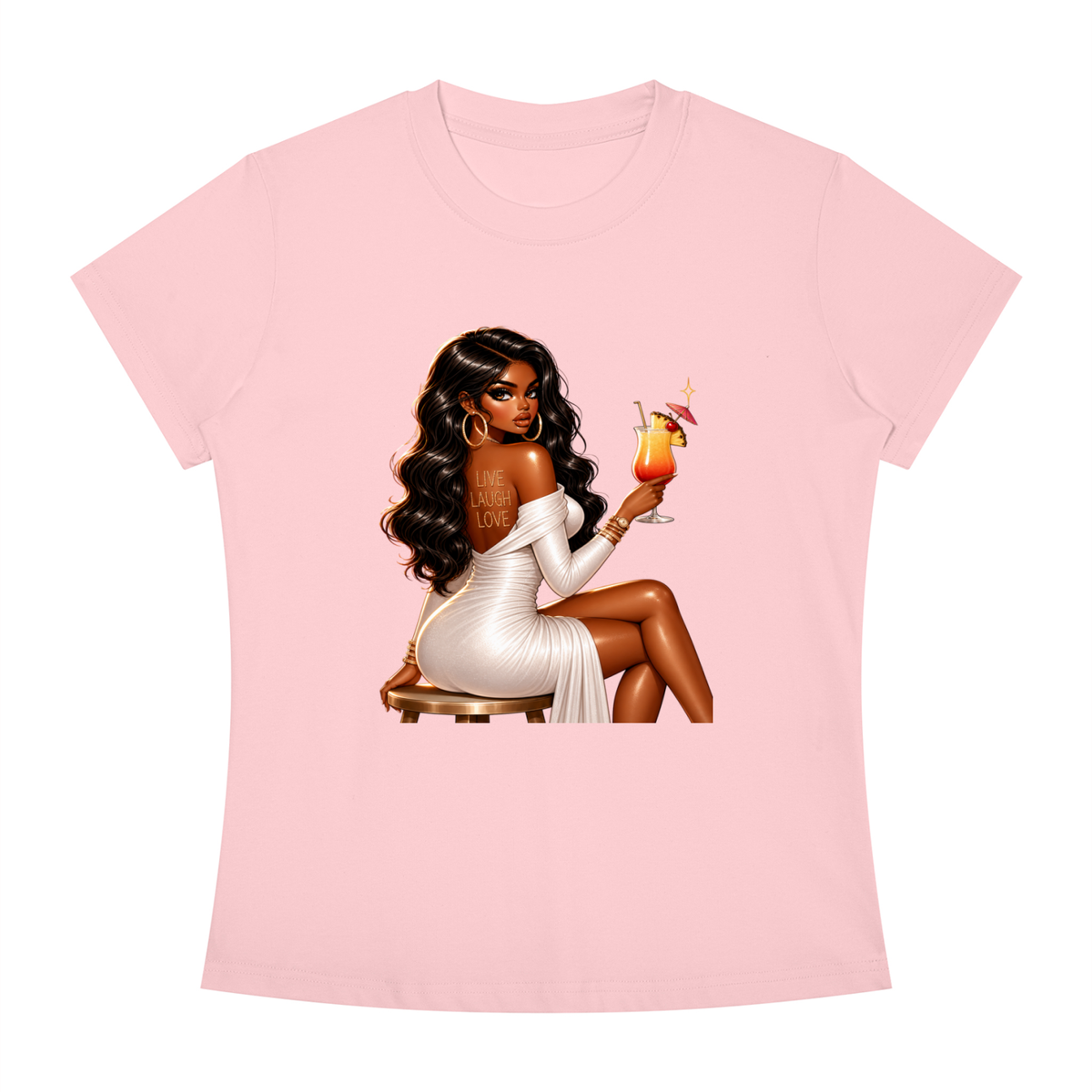 Glamorous Woman with Cocktail Women’s Slim-Fit Tee
