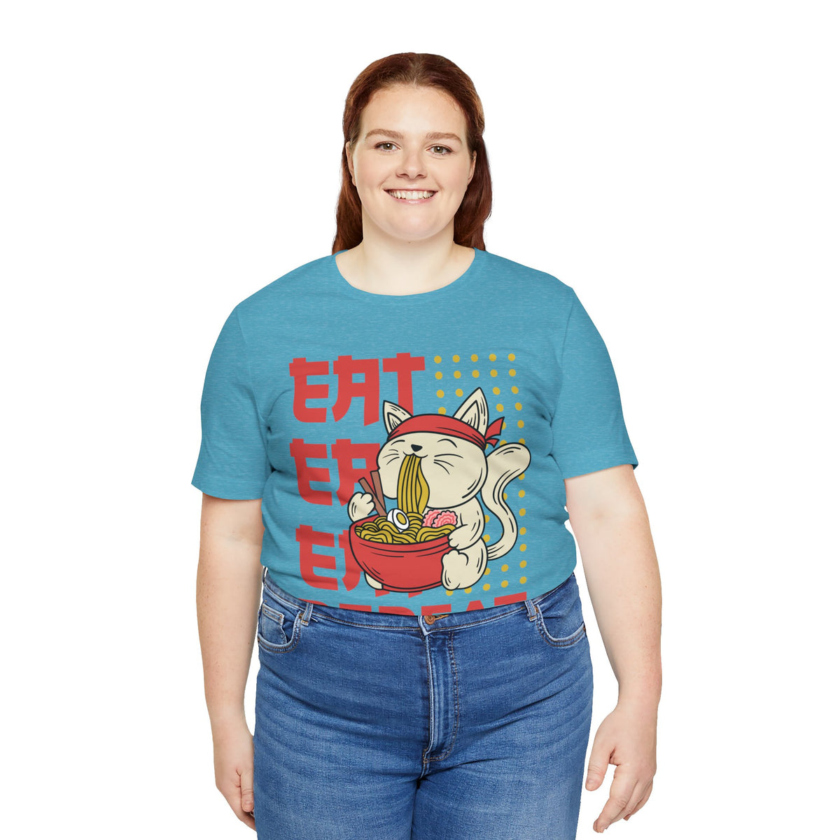 Ramen Cat Tee — "Eat Sleep Repeat" Cute Noodle Lover T-Shirt