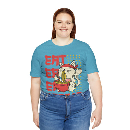 Ramen Cat Tee — "Eat Sleep Repeat" Cute Noodle Lover T-Shirt