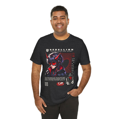 Anime Devil Girl Graphic Tee — "Rebellion" Cyberpunk Streetwear