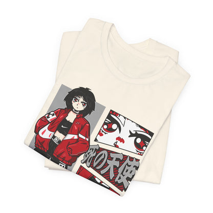 Anime Streetwear Tee — Red-Jacket Angel Graphic