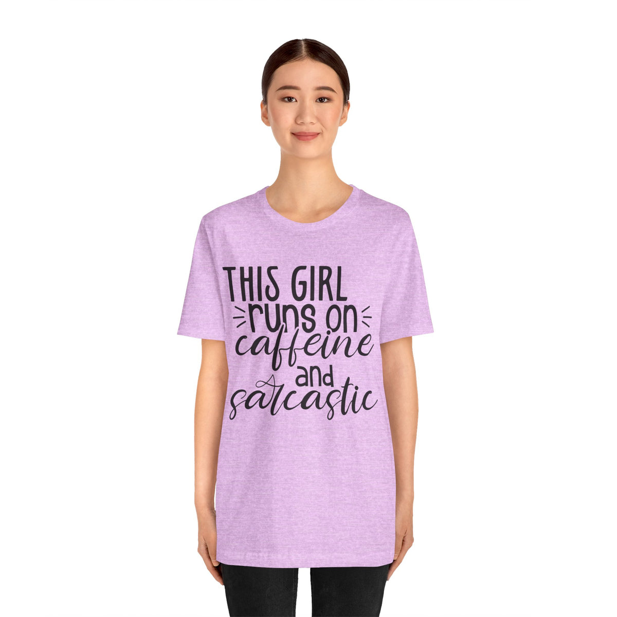 Funny Women’s Tee — "This Girl Runs on Caffeine and Sarcastic"