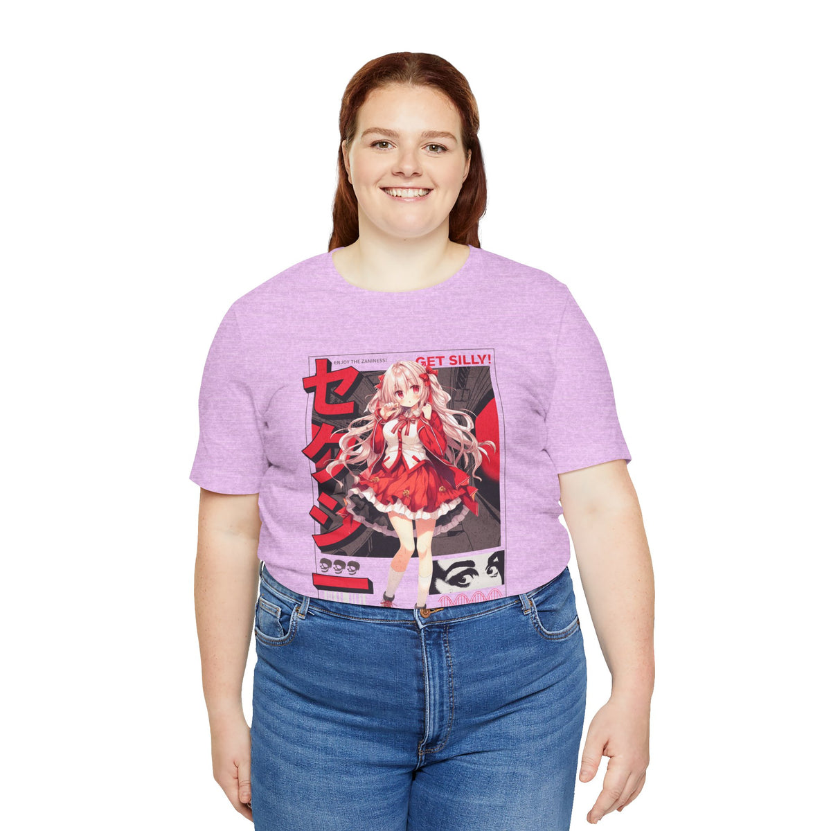 Anime Girl Graphic Tee — "Get Silly!" Red Harajuku Style T-Shirt