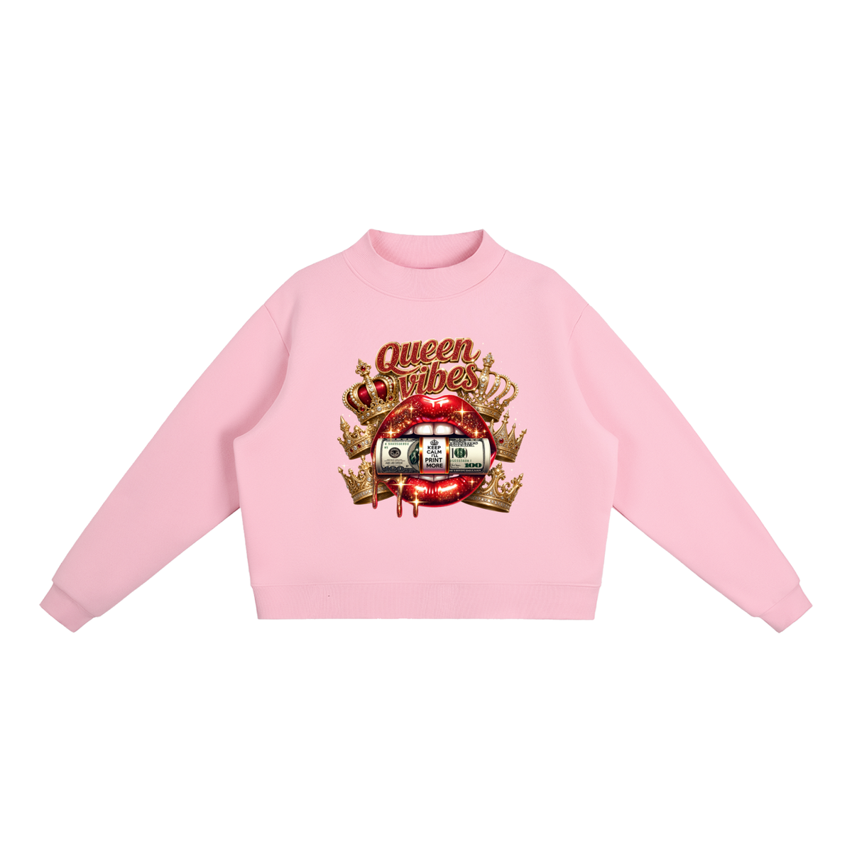 Queen Vibes Lips Oversized Graphic Sweatshirt