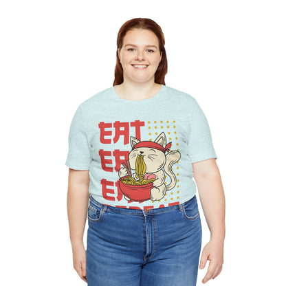 Ramen Cat Tee — "Eat Sleep Repeat" Cute Noodle Lover T-Shirt