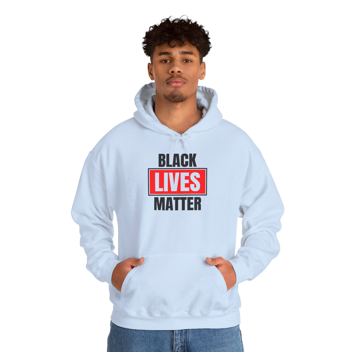 Black Lives Matter Hoodie — Bold Red Box Graphic Protest Sweatshirt
